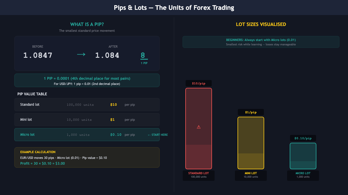 Pips and Lots — units of forex trading